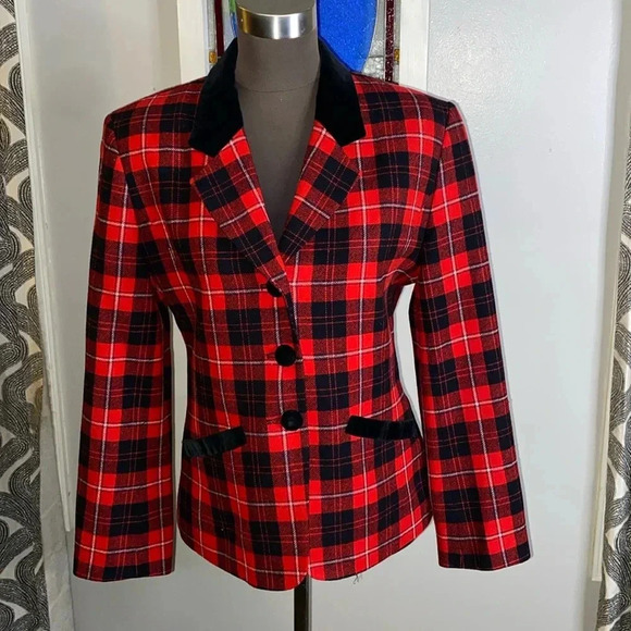 Pendleton vintage plaid wool blazer - Picture 1 of 10